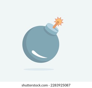 Ilustración Realista Del Vector De Bombas 3D. Bomba de espoleta morada quemada en un estilo realista. bomba con mecha en llamas en fondo blanco