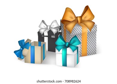 3D realistic boxes mock-up on white background. Poster to a greeting card, banner design, printable wall art, etc. Eps10 vector.