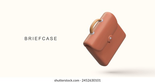 3d realistic briefcase on white background. Vector illustration.