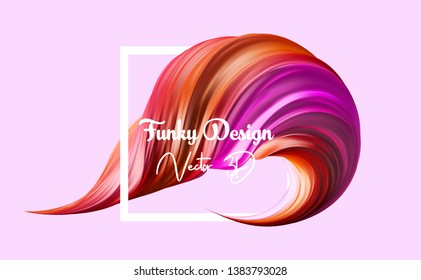 3d realistic brush stroke. Abstract vector digital color paint background. Modern colorful flow. Creative vivid 3d flow fluid paint wave. Trendy liquid banner template with gradient paint