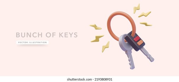 3d realistic bunch of keys with flash isolated on red background. Vector illustration  - Powered by Shutterstock - Get 15% off with code: PIKWIZARD15