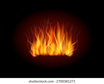 Ilustración de llama de fuego ardiente realista 3D con textura de llama roja y efecto de calor brillante, perfecto para fondos de energía, gráficos de calor y conceptos de diseño de explosión en el arte digital.