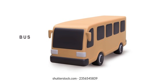 3d realistic bus on white background. Vector illustration.