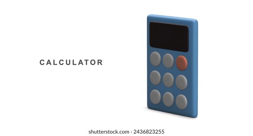 3d realistic Calculator on white background. Vector illustration.