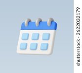 3d Realistic Calendar icon Vector illustration
