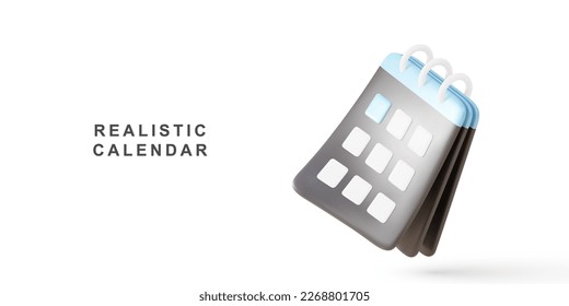 3d realistic calendar on white background. Vector illustration.
