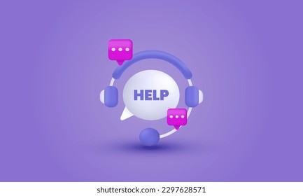 3d realistic call center online customer support illustration trendy icon modern style object symbols illustration isolated on background.3d design cartoon style. 