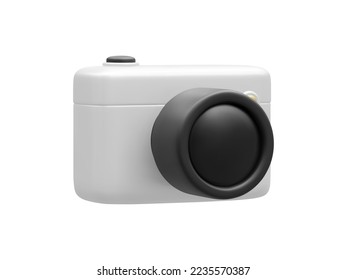 3d realistic camera isolated on white background. Vector illustration