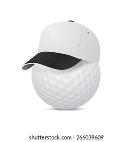 3d realistic cap on a golf ball. Vector EPS10 illustration.