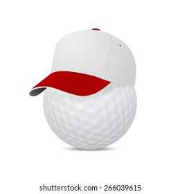 3d realistic cap on a golf ball. Vector EPS10 illustration.  