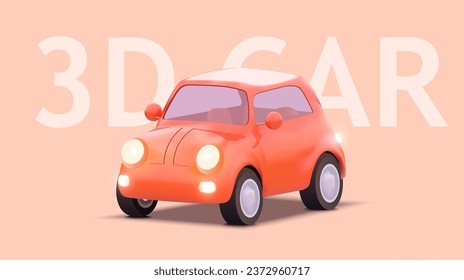 3d realistic car with shadow isolated on white background.