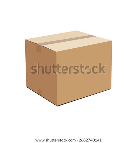 3D Realistic Cardboard Box Close Up. Brown Packaging Container Isolated on White Background.
