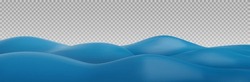 3d Realistic Cartoon Blue Water Waves On Transparent Background. Sea, Ocean Or River Surface. Minimal Nature Cute Composition. Vector Art Illustration.