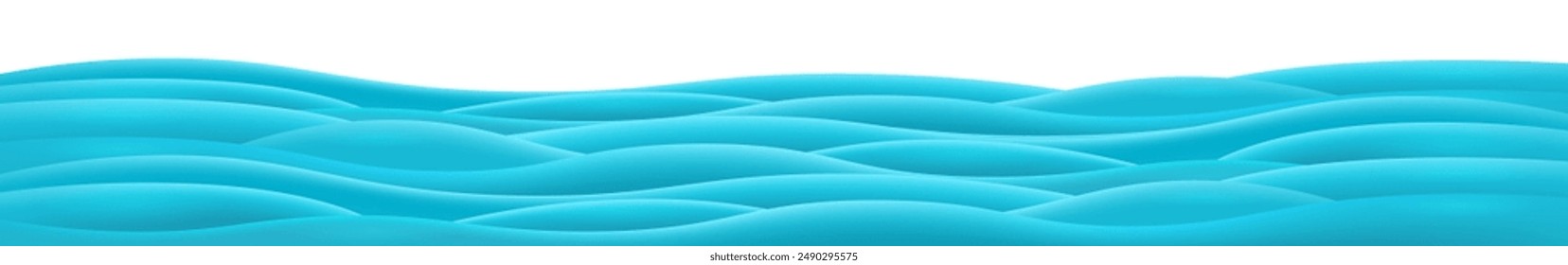 3d realistic cartoon blue waves isolated on transparent background. Summer wide sea landscape design element with blue waves. Minimal nature turquoise composition with water. Vector illustration