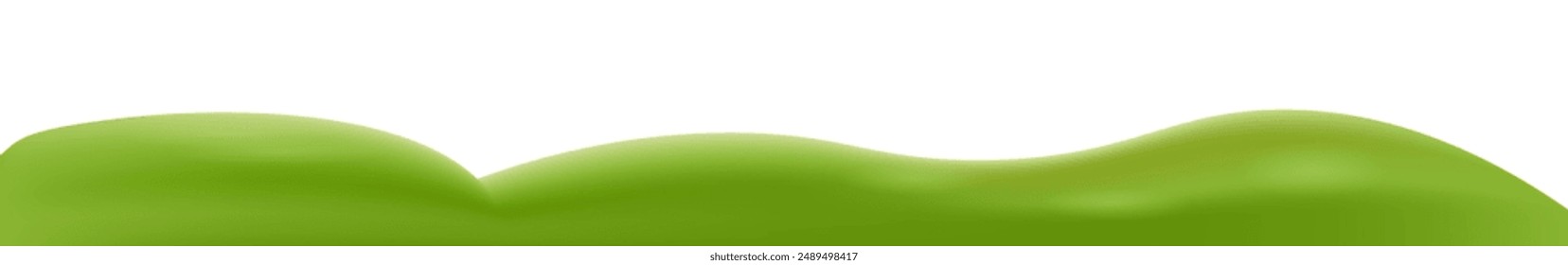 3d realistic cartoon green hills isolated on transparent background. Summer wide landscape design element with green grass. Minimal nature green composition with green fileds. Vector illustration.