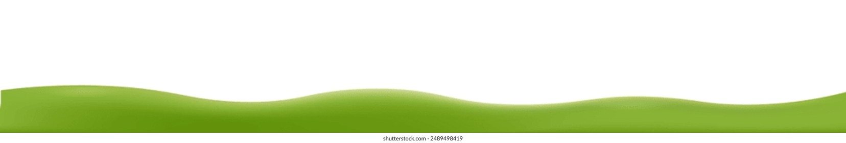 3d realistic cartoon green hills isolated on transparent background. Summer wide landscape design element with green grass. Minimal nature green composition with green fileds. Vector illustration.