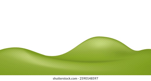 3d realistic cartoon green hills isolated on transparent background. Summer wide landscape design element with green grass. Minimal nature green composition with green fileds. Vector illustration.