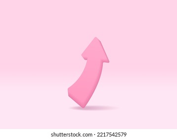 3D realistic cartoon increase arrow vector concept. 3d vector render illustration