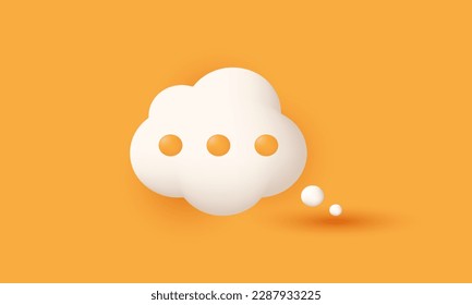 3d realistic cartoon orange speech cloud bubble chat icon trendy modern style object symbols isolated on background.3d design cartoon style. 