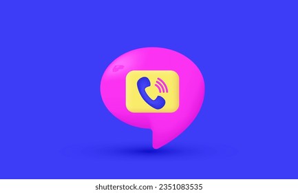 3d realistic cartoon phone handset speech bubble creative icon trendy modern style object symbols isolated on background.3d design cartoon style. 