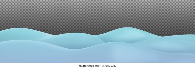 3d realistic cartoon snow hills on transparent background. Winter landscape element. Minimal nature cute composition. Vector illustration.