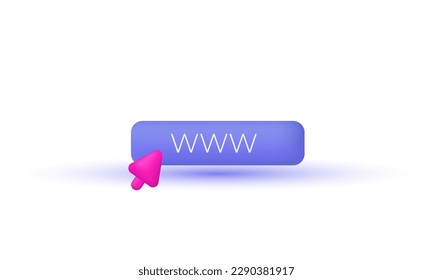 3d realistic cartoon vector hyperlink search www sign icon trendy modern style object symbols isolated on background.3d design cartoon style. 