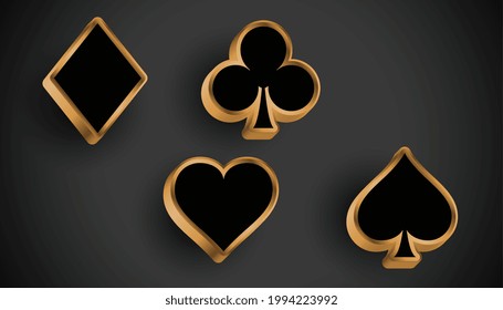 3d realistic casino card suit symbols design