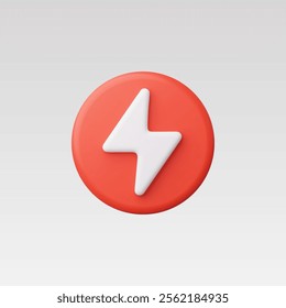 3d Realistic Charge power lightning button Vector Illustration