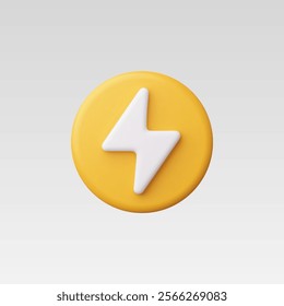 3d Realistic Charge power lightning button Vector Illustration