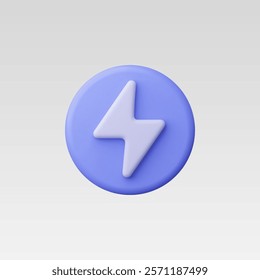 3d Realistic Charge power lightning button Vector Illustration