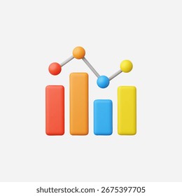 Ilustración vectorial de icono de gráfico o diagrama realista 3d