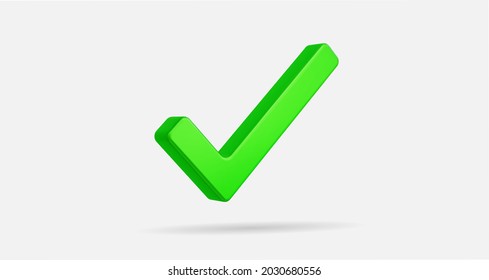 3D Realistic check mark sign vector illustration