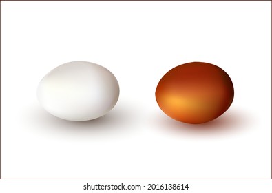 3d Realistische Hühnereier.Vektor-beige-weiße Eier auf weißem Hintergrund.