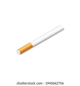 3d realistic cigarette isolated on white background. Vector illustration in isometric style.