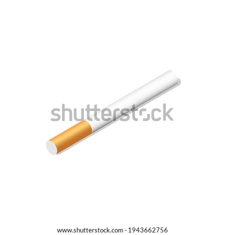 3d realistic cigarette isolated on white background. Vector illustration in isometric style.