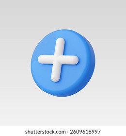 3d Realistic Circle Button Add vector illustration