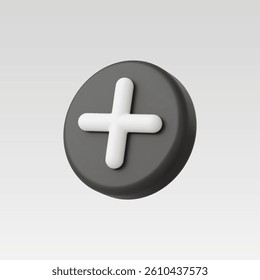 3d Realistic Circle Button Add vector illustration