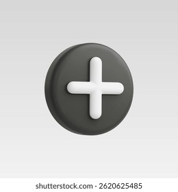 3d Realistic Circle Button Add vector illustration