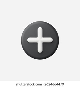 3d Realistic Circle Button Add vector illustration
