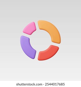 3d Realistic Circle diagram, Pie chart vector illustration