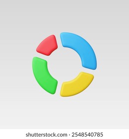 3d Realistic Circle diagram, Pie chart vector illustration