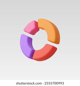 3d Realistic Circle diagram, Pie chart vector illustration