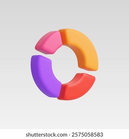 3d Realistic Circle diagram, Pie chart vector illustration