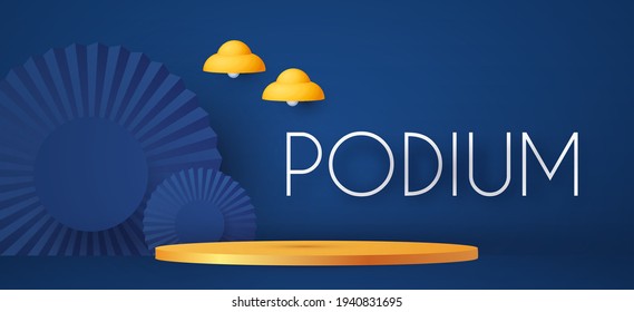 3D realistic circle podium. Empty stage. Showcase design. Product display
