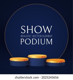3D realistic circle posium. Empty stage. Showcase design.