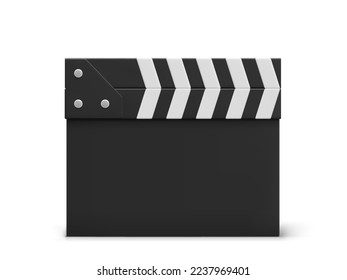3d realistic clapperboard isolated on white background. Vector illustration