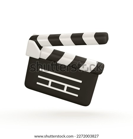 3d realistic Clapperboard. Movie clapper board in plastic cartoon style. Vector illustration.