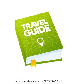 3D Realistic Closed Travel Guid Book. Book Logo, Icon or Symbol in Isolated white background. Mock up for educational book and literature publishers. Vector Illustration.