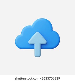 3d Realistic Cloud upload icon vector Illustration