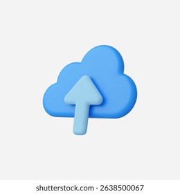 3d Realistic Cloud upload icon vector Illustration